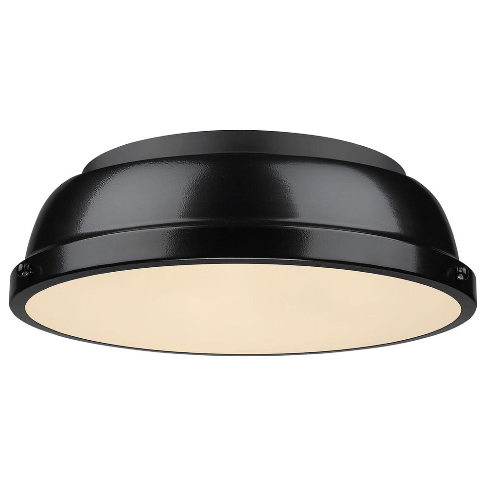 Golden Lighting Duncan 14&quot; Flush Mount in Matte Black and Glossy Black, , large