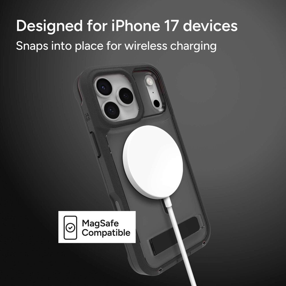 Zagg Rainier Snap MagSafe Case with Kickstand for Apple iPhone 17 Pro Max in Smoke Black, , large