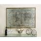 Maple and Jade 48" x 31" World Map Wall Art with Gold Frame in Beige, Black and Gray, , large