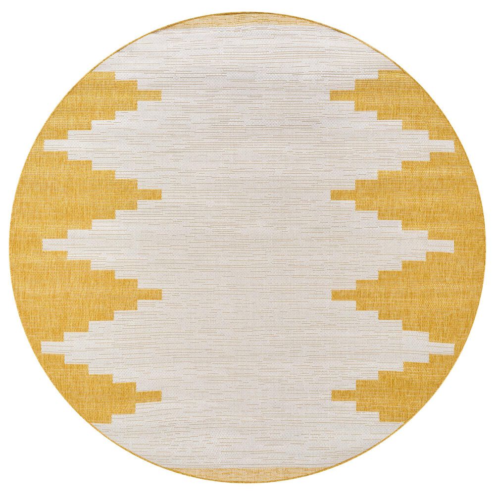 Surya Eagean EAG-2437 Mustard and Ivory 5&#39;3&quot; Round Indoor/Outdoor Area Rug, , large