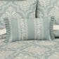 J. Queen New York Tranquility 12" x 20" Lumbar Pillow in Aqua, Cream and Gold, , large