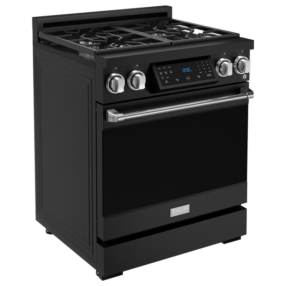 Thor Kitchen Gordon Ramsay 4.55 Cu. Ft. 30&quot; Professional Natural Gas Range with Stainless Steel Handle Kit in Black, , large