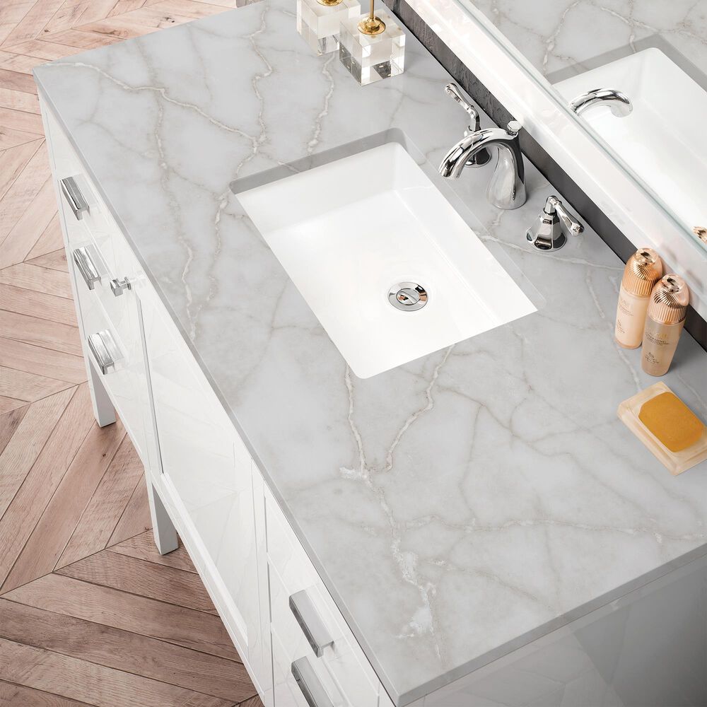 James Martin Vanities Addison 48" Single Bathroom Vanity in Glossy White with 3 cm Victorian Silver Quartz Top and Rectangular Sink, , large