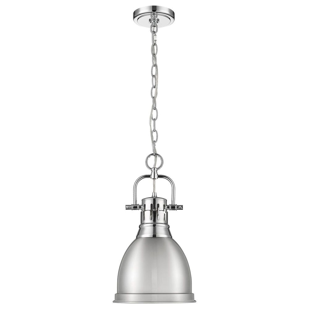 Golden Lighting Duncan 1-Light Small Pendant with Chain and Pewter Shade in Chrome, , large