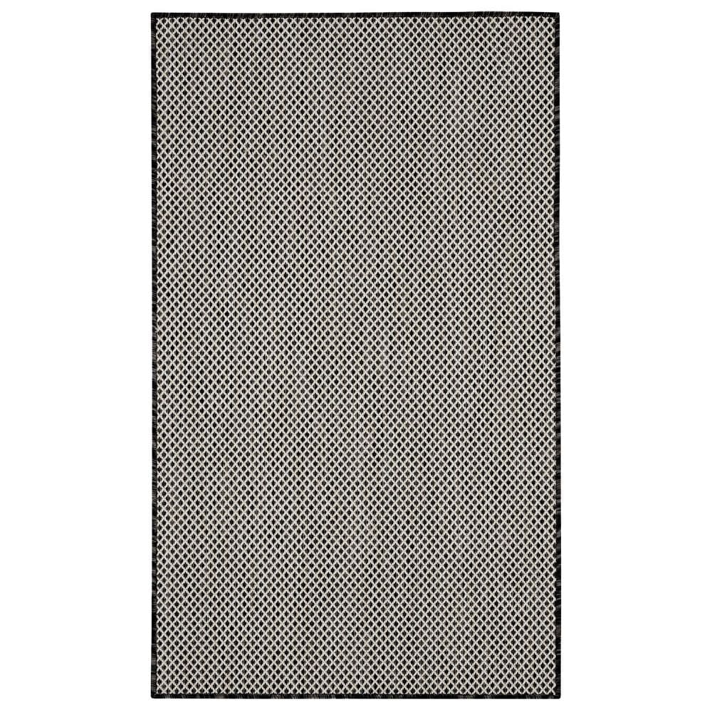 Nourison Courtyard Black and White 2" x 3" Indoor/Outdoor Area Rug, , large