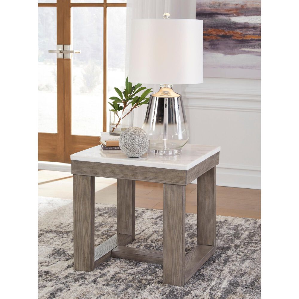 Ashley Loyaska End Table in Grayish Brown and Ivory, , large