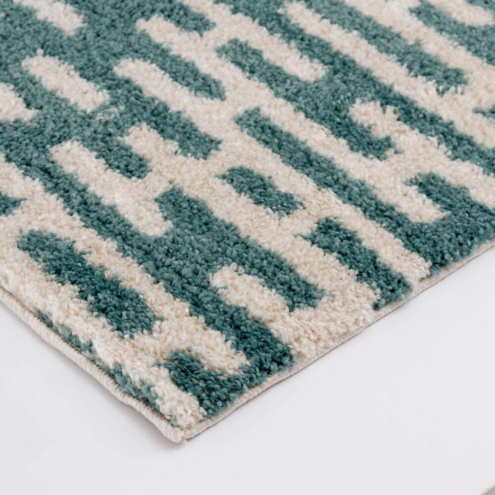 Central Oriental Tulsa Gordie 7&#39;10&quot; x 9&#39;10&quot; Aqua and White Sand Area Rug, , large