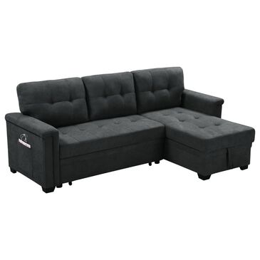 Hearth and Haven Ashlyn 3-Piece Stationary Reversible Sleeper Sectional with Chaise in Dark Gray, , large