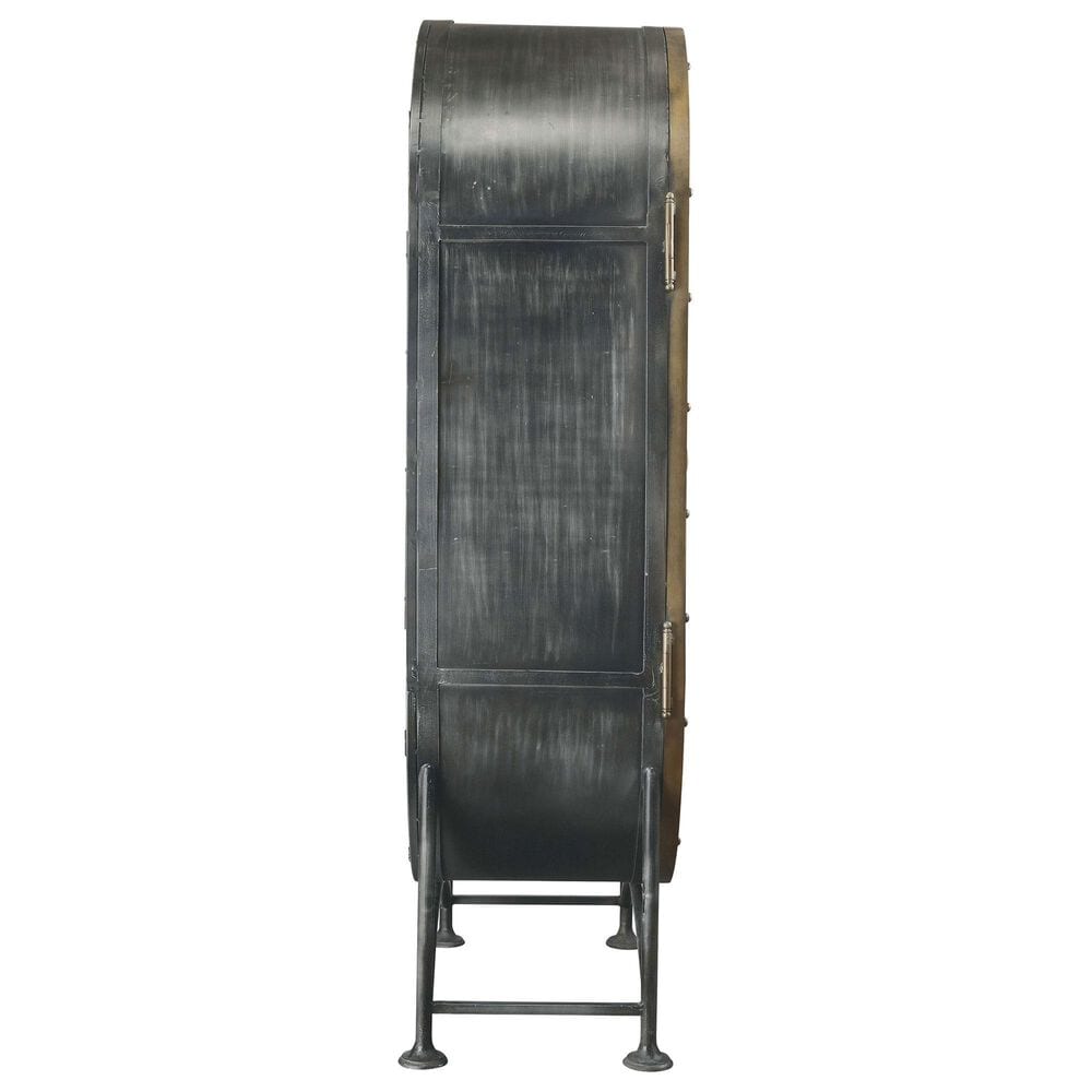 Howard Miller Boilermaker Wine and Bar Cabinet in Charcoal Gray and Aged Brass, , large