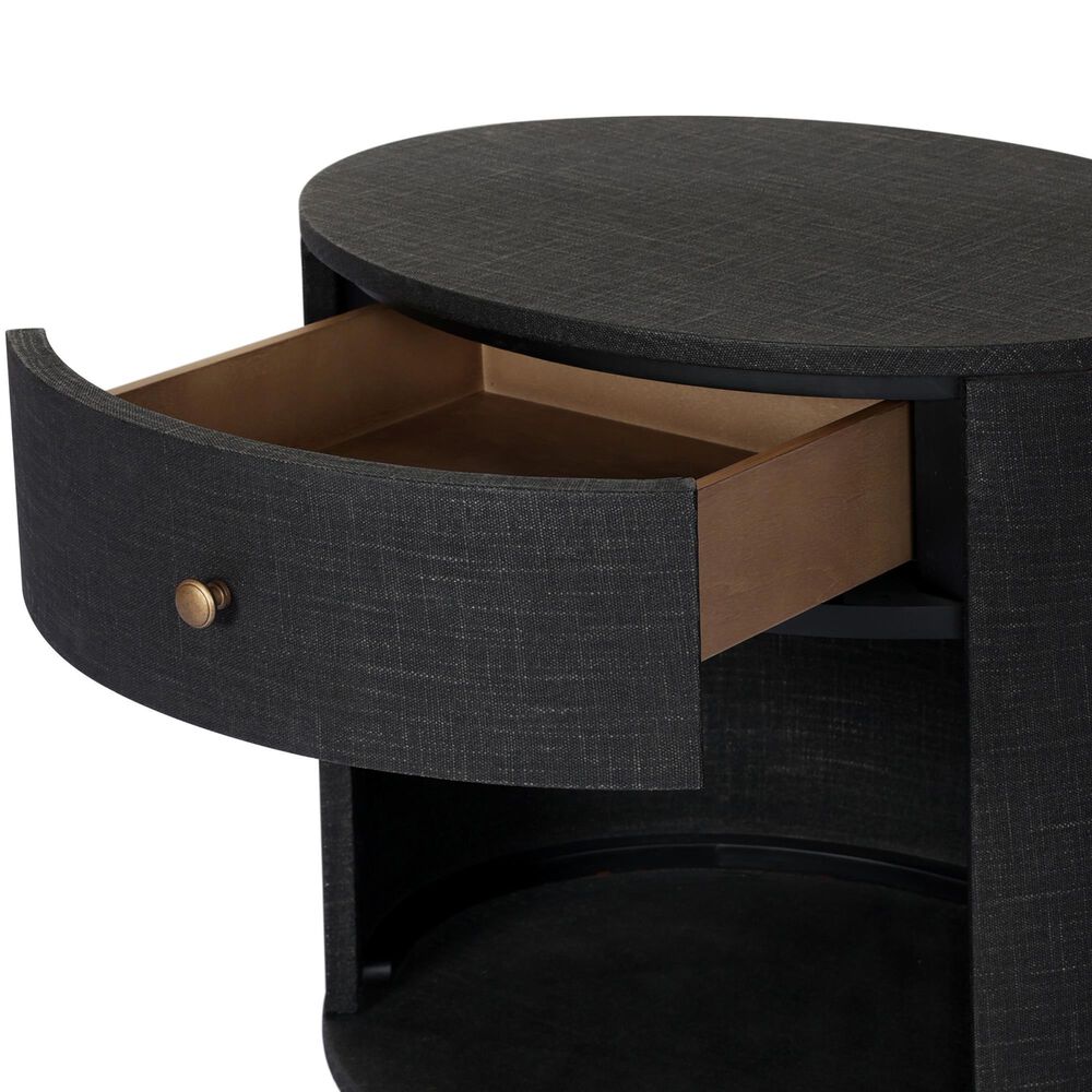 Four Hands Amelia Oval 1 Drawer Nightstand in Black, , large