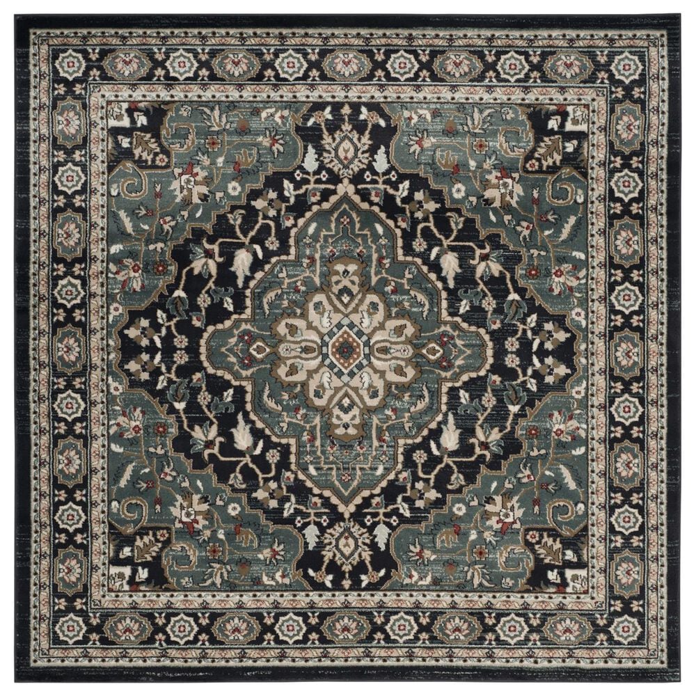 Safavieh Lyndhurst LNH338 7" Square Anthracite and Teal Area Rug, , large