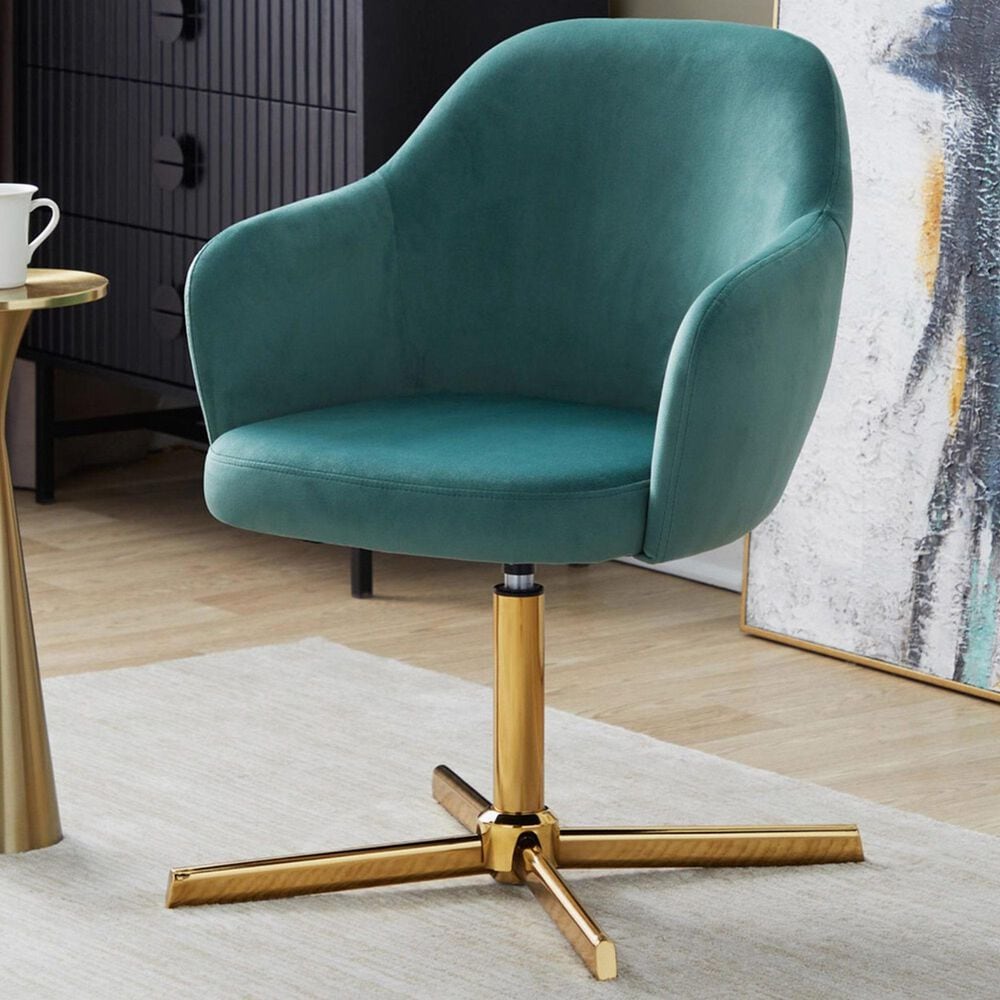 Lumisource Buena Swivel Accent Chair in Green, , large