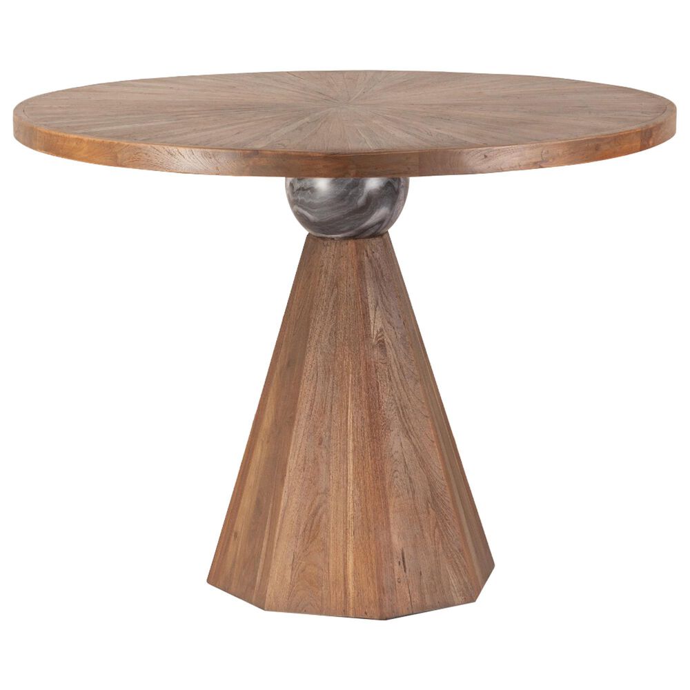 Home Trends &amp; Design Eiffel and Essex 5-Piece Round Dining Set in Antique Natural Teakwood, Black and Powder Coated Black, , large