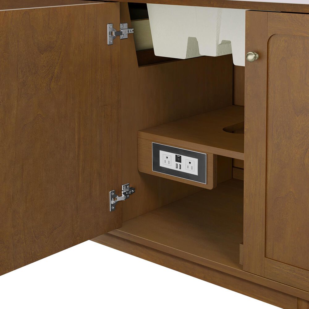 James Martin Laurent 72" Double Bathroom Vanity in Honey Oak with 3 cm Victorian Silver Silestone Top and Rectangular Sinks, , large