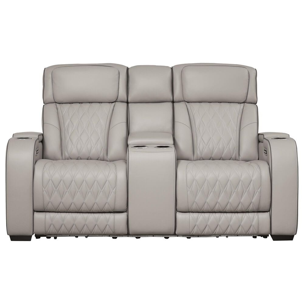 Ashley Boyington Power Reclining Loveseat with Console in Gray, , large