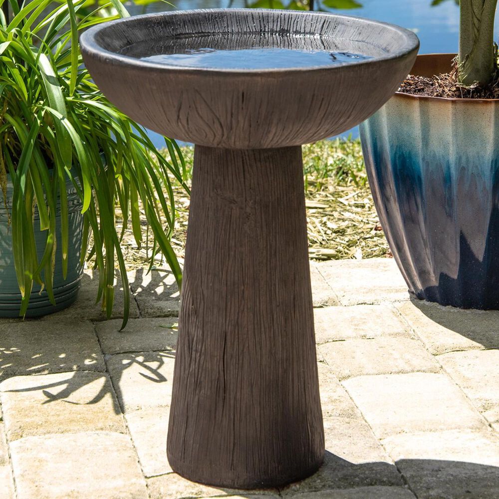 Kenroy Woodland Bird Bath in Wood Grain, , large