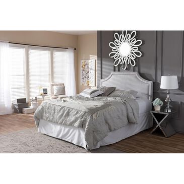 Baxton Studio Avignon Upholstered Queen Headboard in Greyish Beige, , large