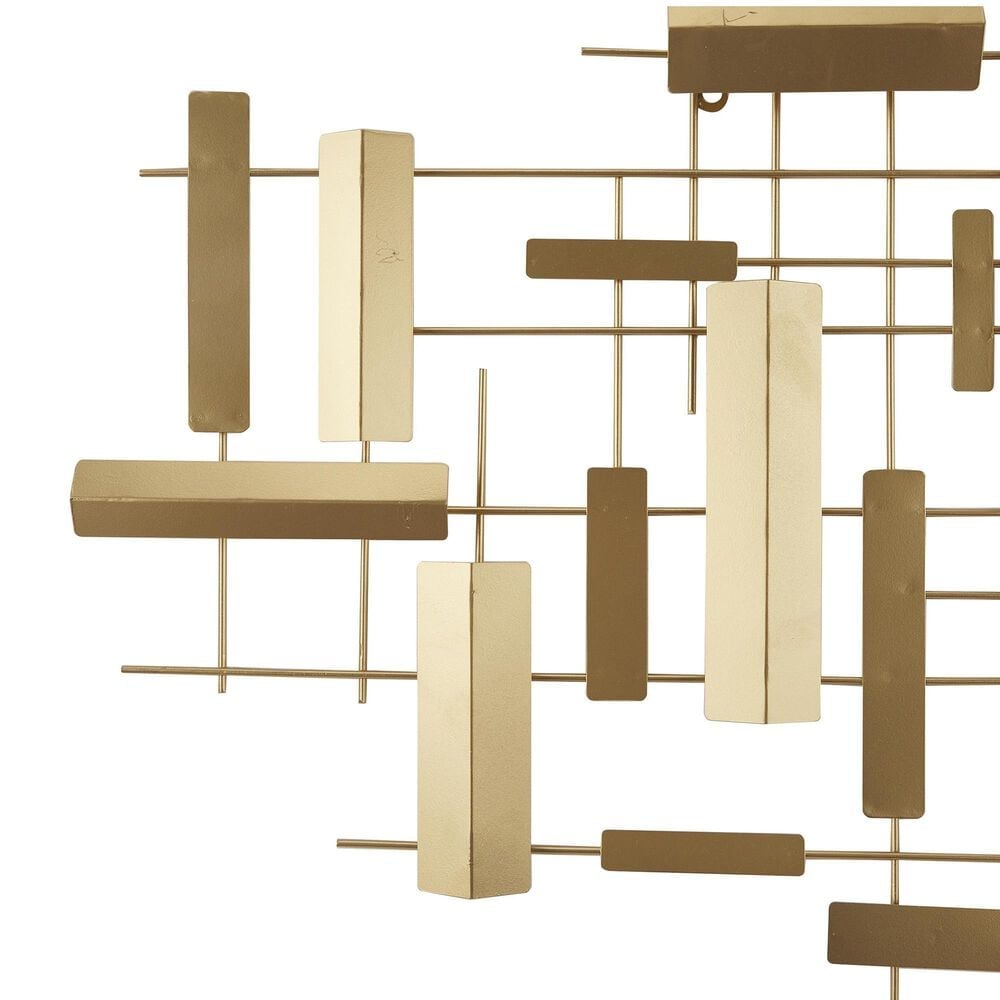 Maple and Jade 30&quot; x 60&quot; Geometric 3D Stripes Wall Decor in Matte Gold, , large