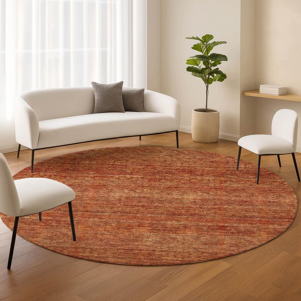 Dalyn Rug Company Soft Essentials Solid Paprika 8' Round Indoor/Outdoor Area Rug, , large
