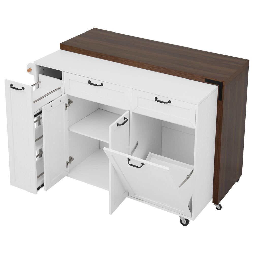HOMLUX 102" Kitchen Island with Extendable Dining Table in White, , large