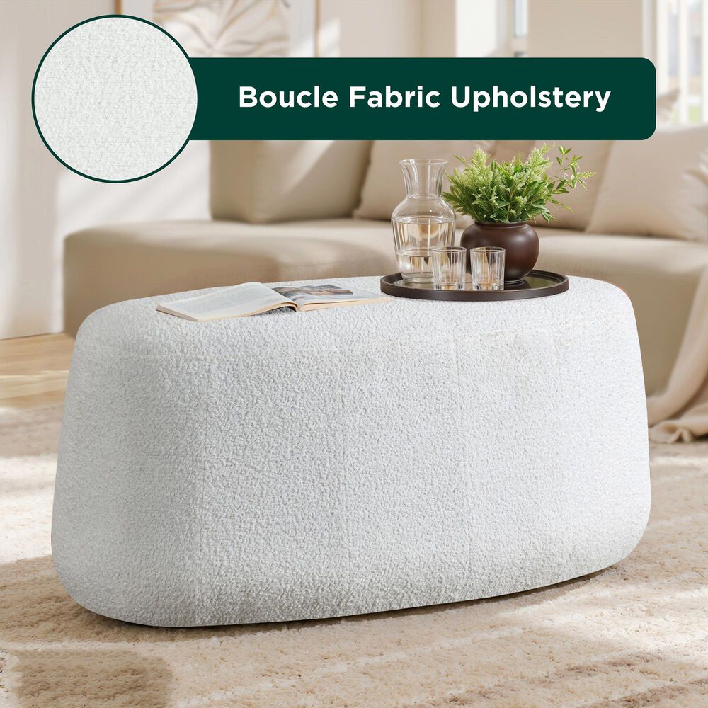 Lifestyle Solutions Kayden Ottoman in White, , large