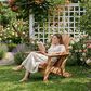 Hearth and Haven Outdoor Folding Adirondack Chair with Seat Board in Light Brown, , large