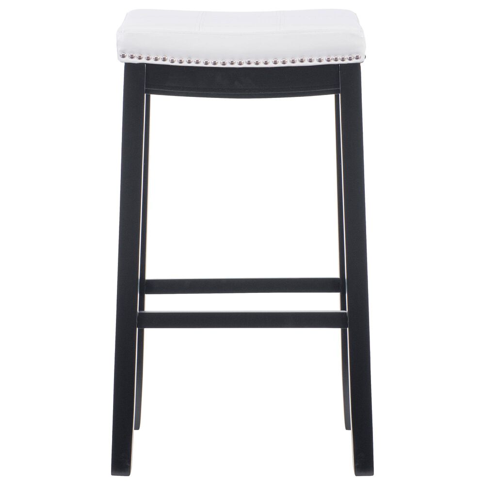 Linon Home Decor Claridge Bar Stool with White Cushion in Black, , large