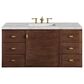 James Martin Vanities Amberly 48" Single Bathroom Vanity in Mid-Century Walnut with 3 cm Victorian Silver Quartz Top and Rectangular Sink, , large