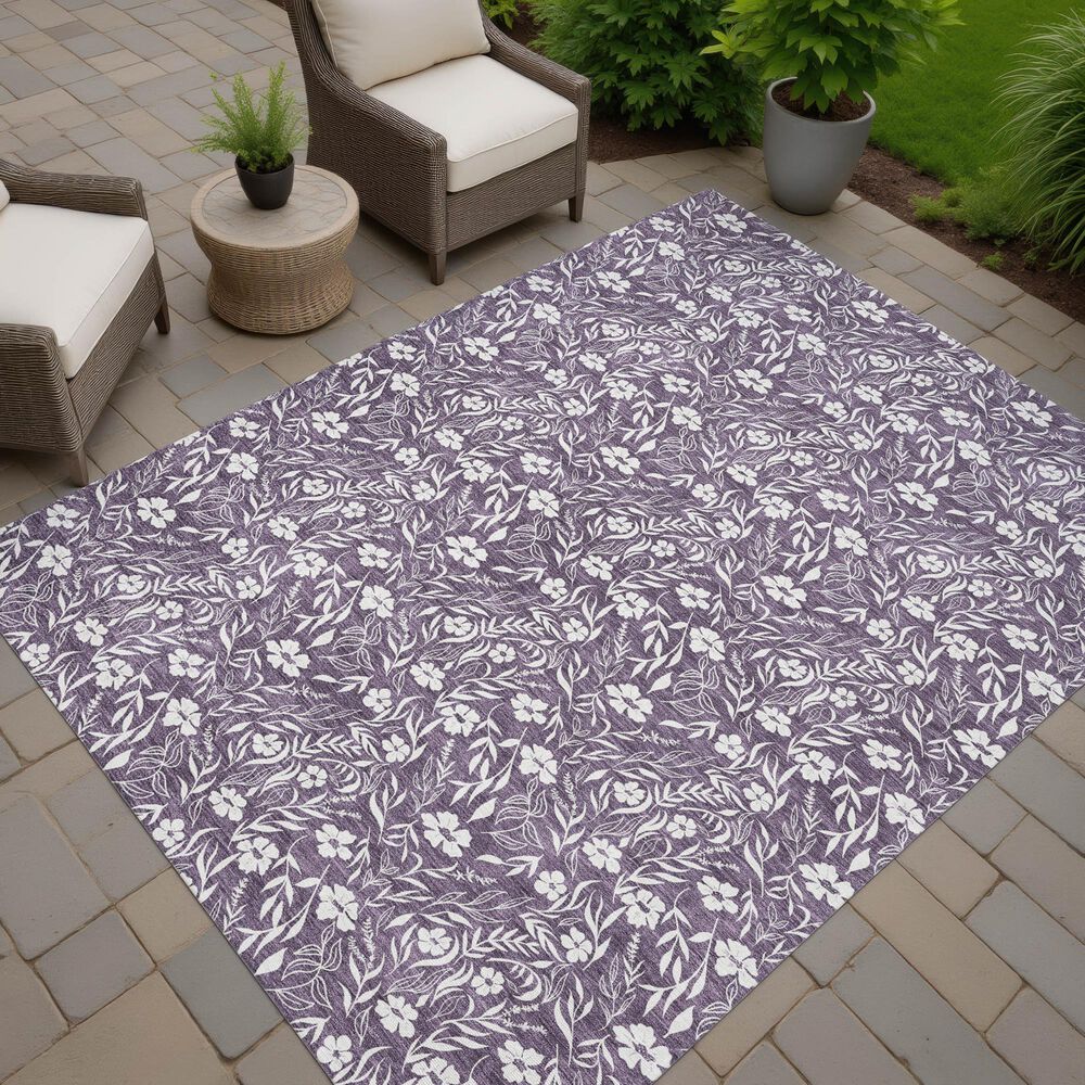 Dalyn Rug Company Soft Essentials Floral Purple 3' x 5' Indoor/Outdoor Area Rug, , large