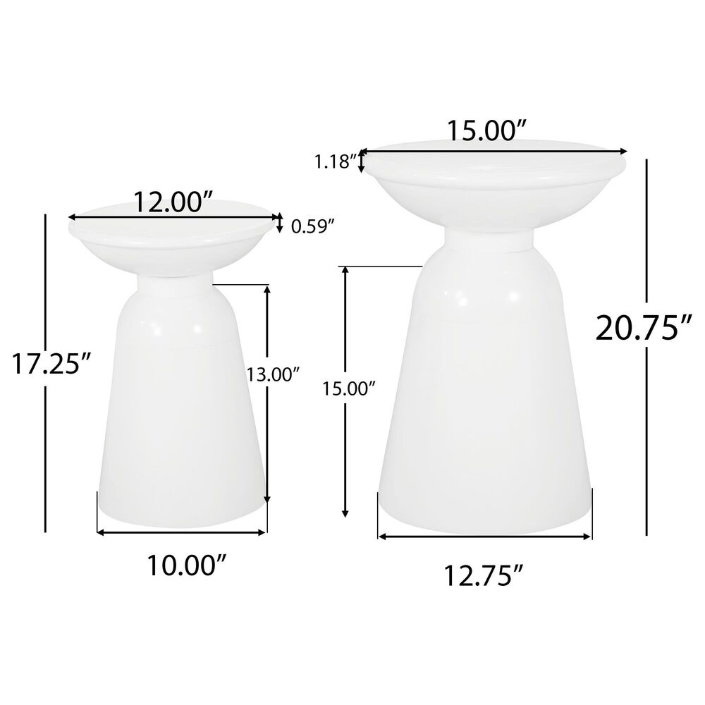 Hearth and Haven Serenita Patio Side Tables in White &#40;Set of 2&#41;, , large