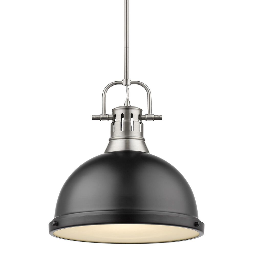 Golden Lighting Duncan 1-Light Pendant with Rod in Pewter, , large