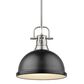 Golden Lighting Duncan 1-Light Pendant with Rod in Pewter, , large