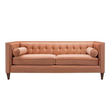 Jennifer Taylor Home Jack Tufted Tuxedo Sofa in Orange Velvet, , large