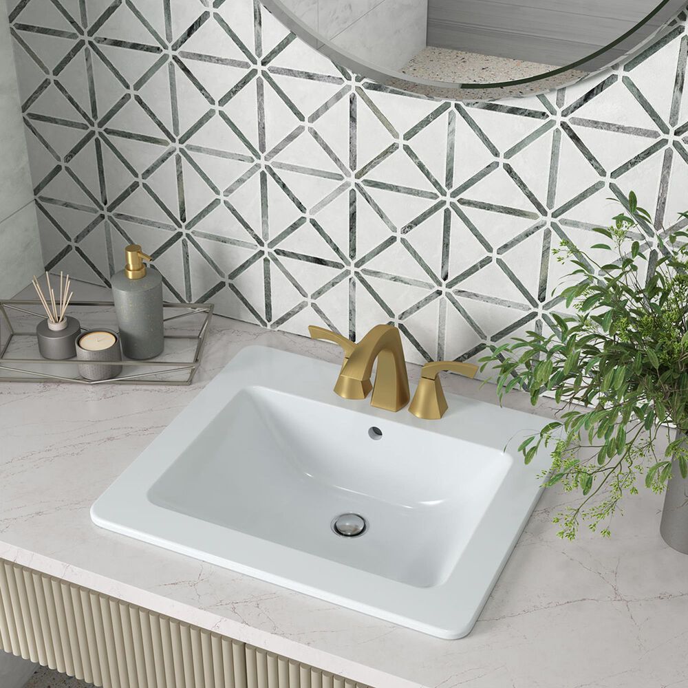 MS International 21" Rectangular Overmount Porcelain Bathroom Sink in White, , large