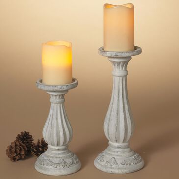 The Gerson Company 2-Piece Resin Candle Stick Holder Set in White, , large