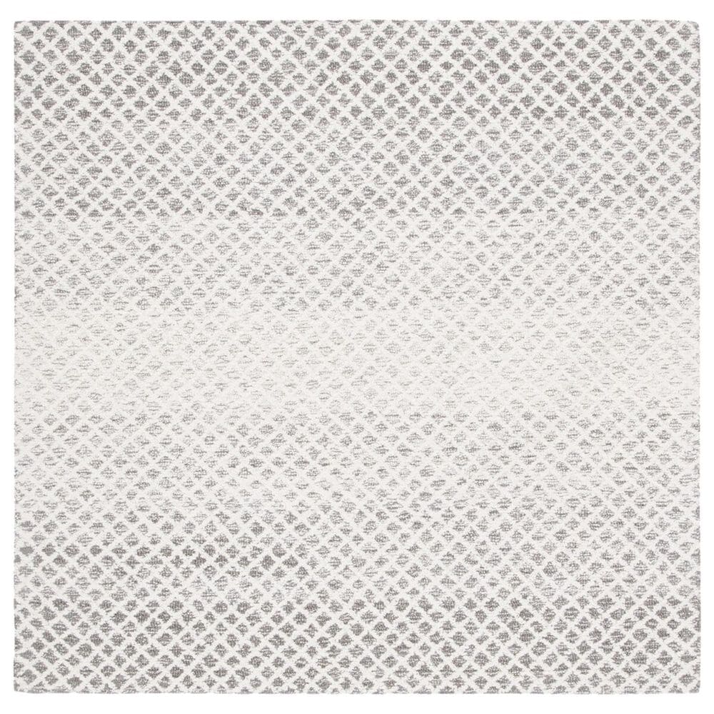 Safavieh Micro-Loop MLP353F 5" Square Gray and Ivory Area Rug, , large
