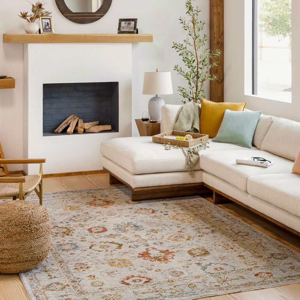 Surya Reina Light Gray, Cream, Denim, Rust, Mustard, Olive and Tan 5' x 7'5" Area Rug, , large