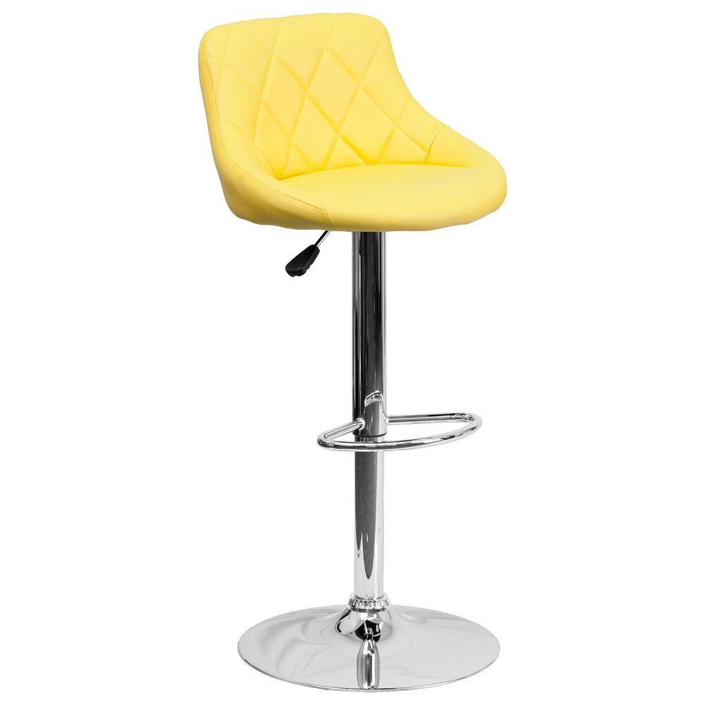 Flash Furniture Adjustable Contemporary Barstool in Yellow, , large