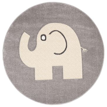 Safavieh Carousel CRK165 3" Round Grey and Ivory Kids  Area Rug, , large