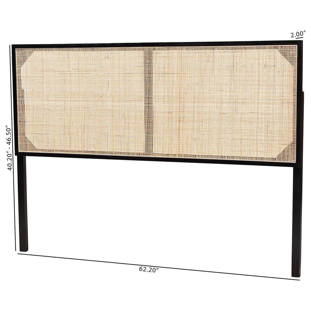 Baxton Studio Aurelia Queen Panel Headboard in Black and Natural Brown, , large