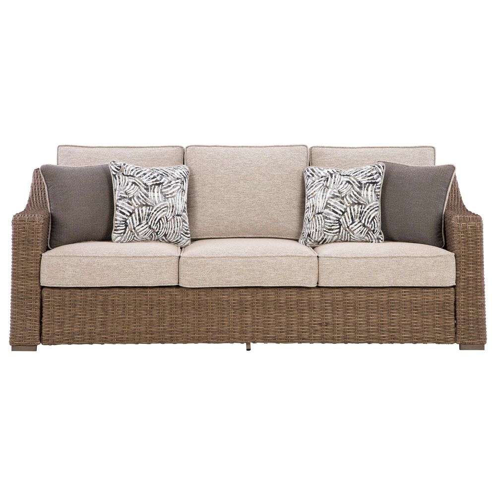 Ashley Laguna Heights Stationary Sofa with Cushions in Beige, , large