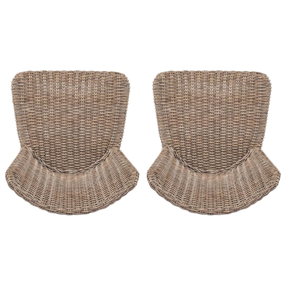 Hearth and Haven Lymington Outdoor Wicker Barstool with Teak Frame in Light Brown (Set of 2), , large