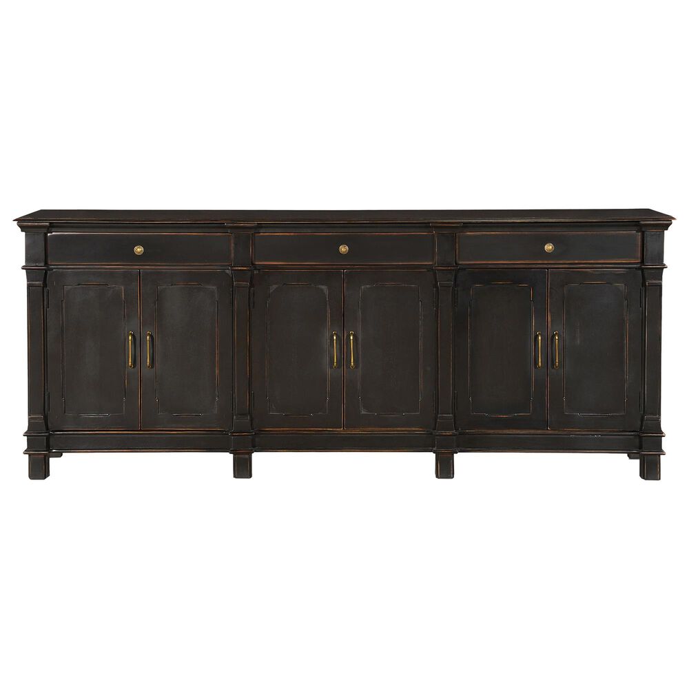 Home Trends &amp; Design Turin 100" Sideboard in Distressed Black and Walnut, , large