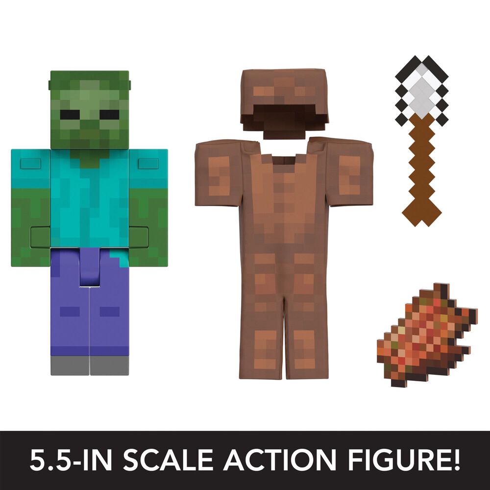 Mattel Minecraft Diamond Level Zombie Action Figure, , large