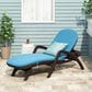 Hearth and Haven Mikael Outdoor Chaise Lounge with Blue Cushion in Dark Brown, , large