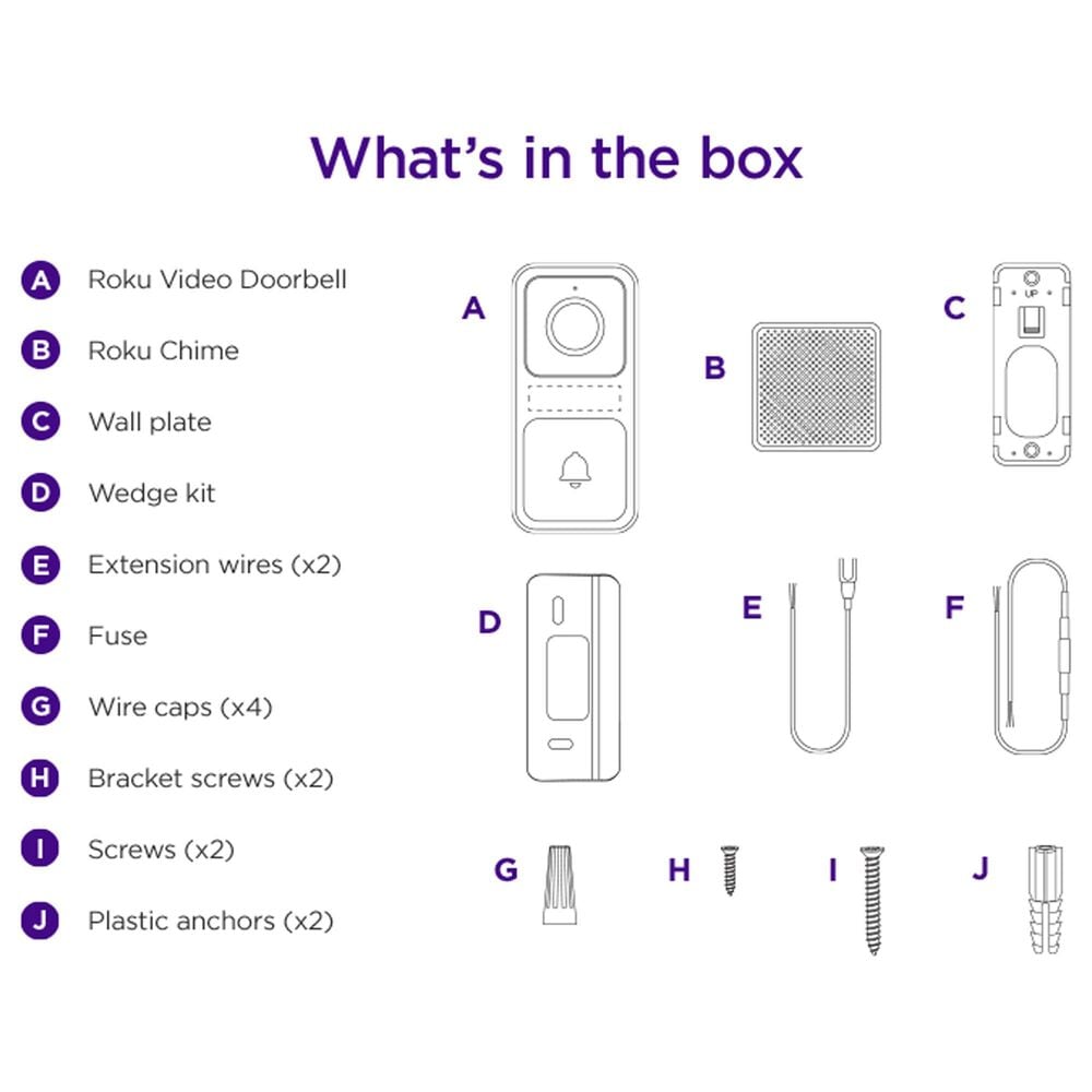 Roku Video Doorbell and Chime with 1080p HD Night Vision in White, , large