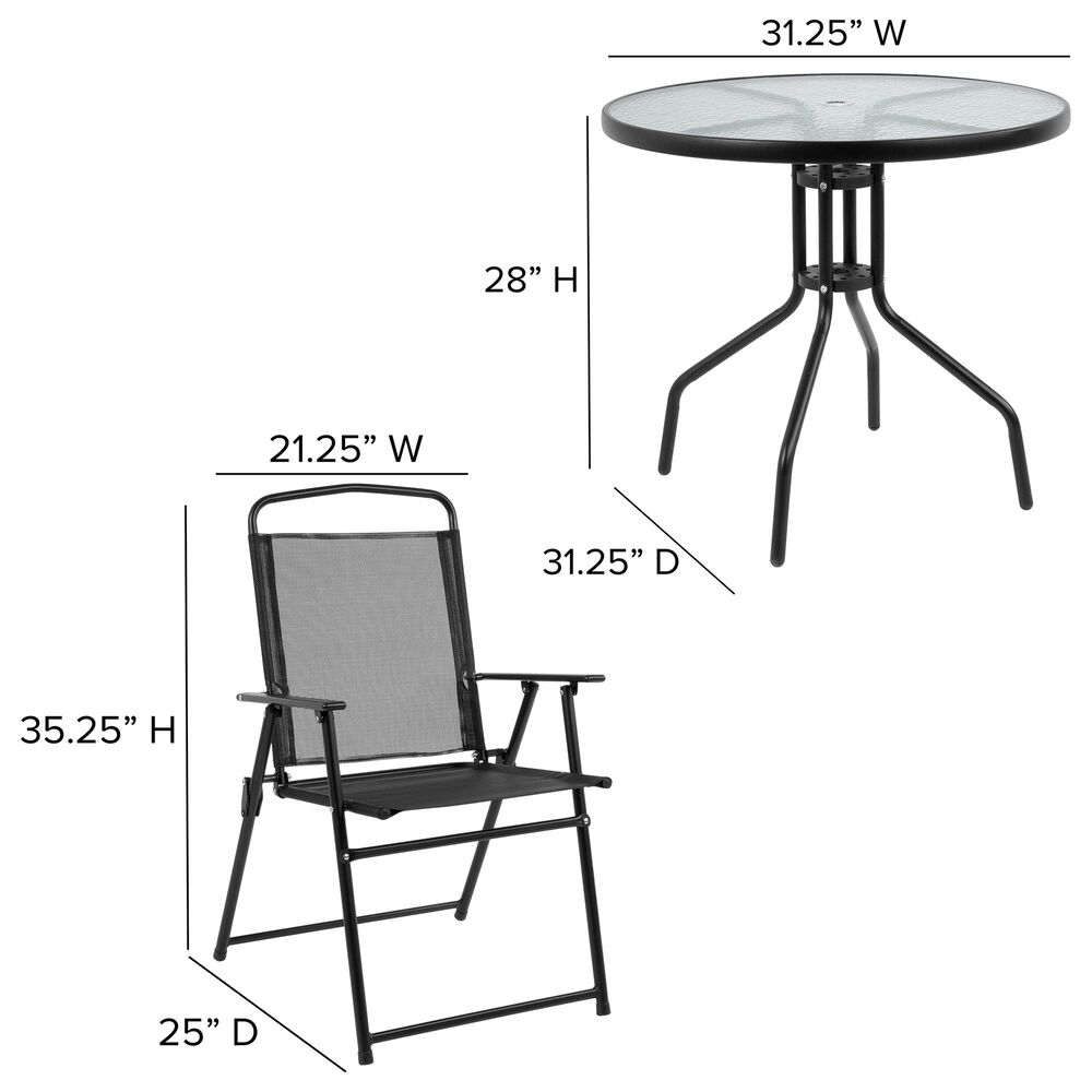 Flash Furniture Nantucket 6-Piece Patio Garden Set in Black, , large