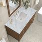 James Martin Vanities Myrrin 48" Vanity in Mid-Century Walnut with 3 cm Carrara White Marble Top, , large