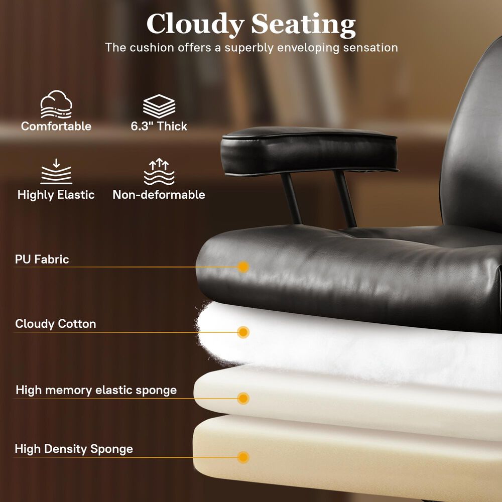 HOMLUX High Back Executive Office Chair with PU Leather in Black, , large