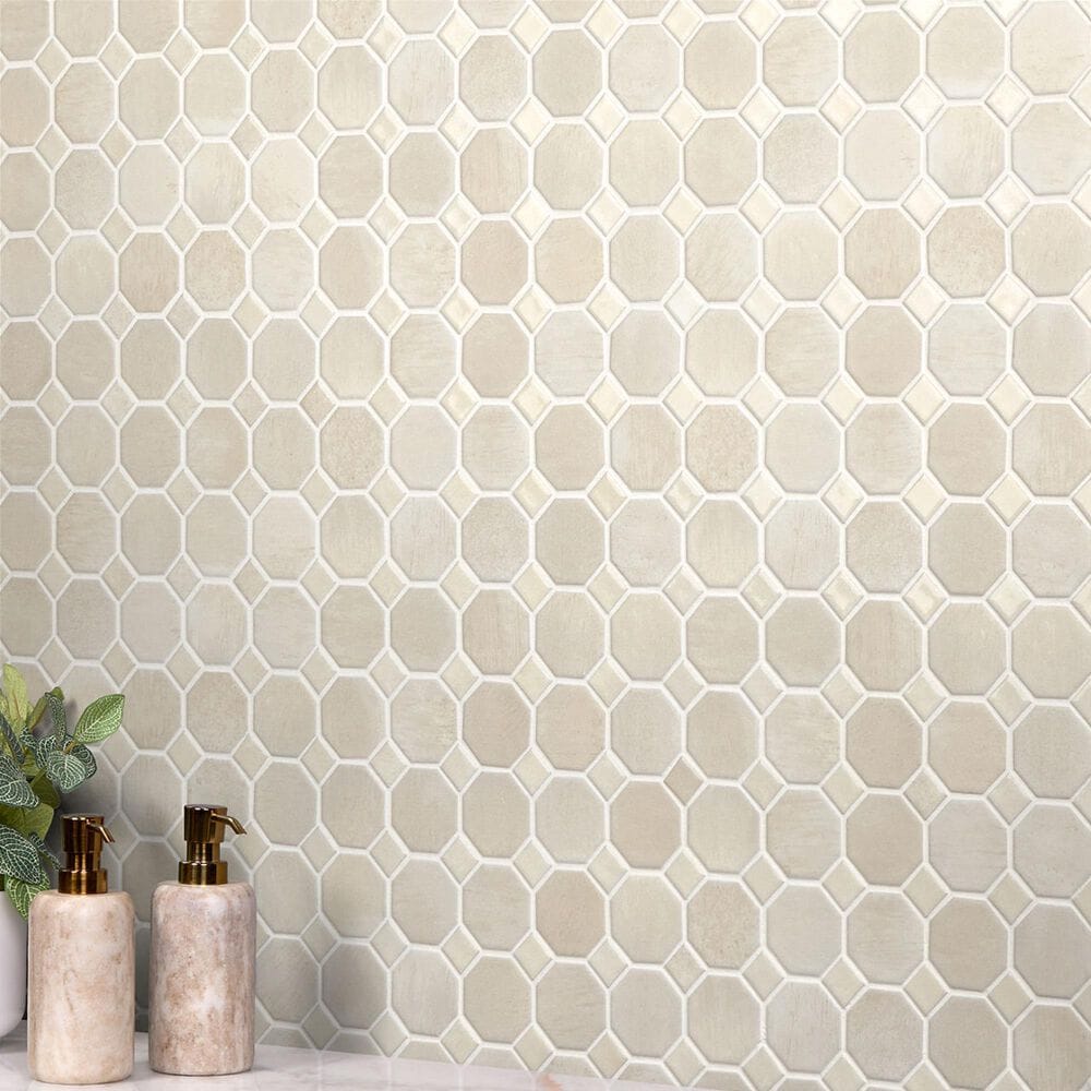 Dal-Tile Relicca Unbound 12" x 12" Octagon Dot Ceramic Mosaic Sheet, , large